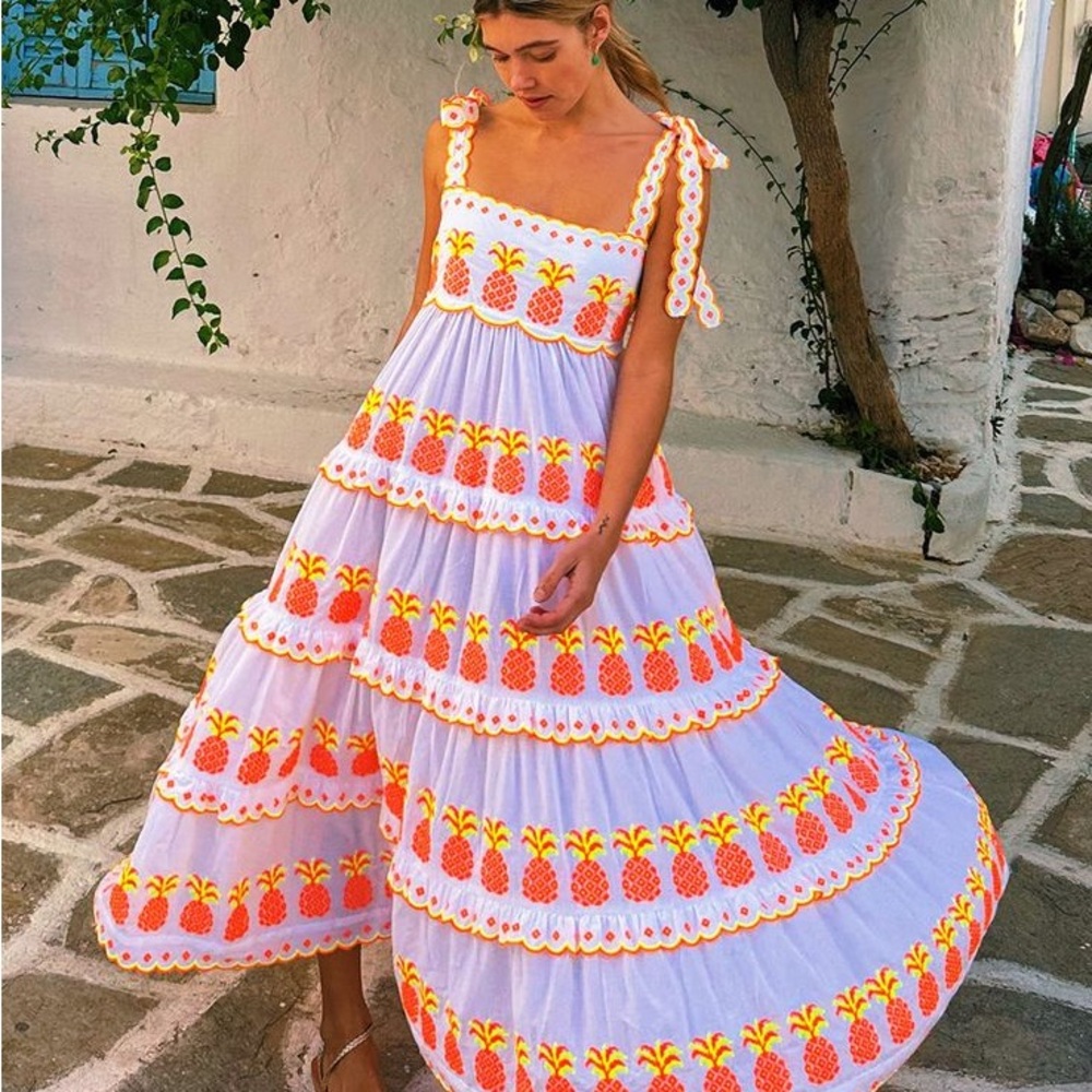 Pink City Prints Pineapple Cross Stitch Athens Dress
